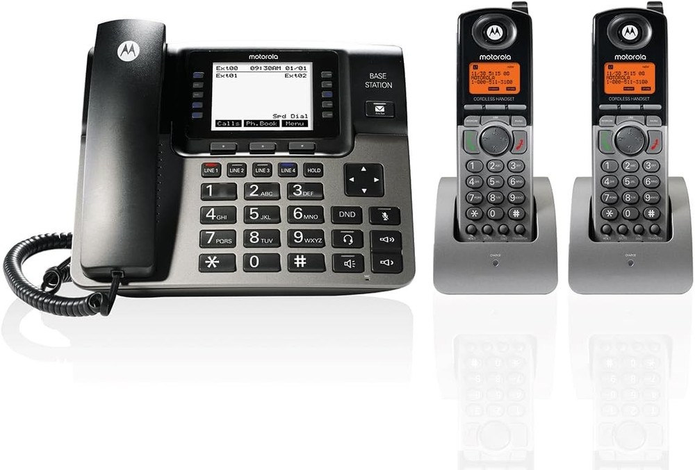 OB Motorola ML1002H line Phone System Bundle 2 Additional Cordless handsets