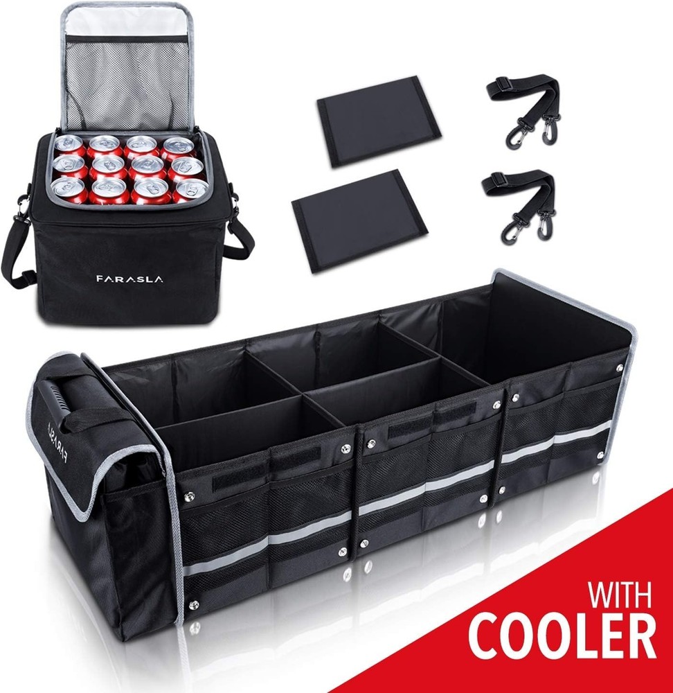 Leakproof Car Organizer with Foldable Cover and Multiple Storage Compartments
