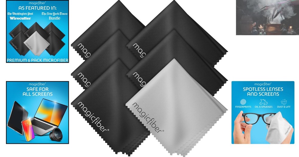Microfiber Cleaning Cloths 6-Pack - Scratch-Free Solution for Eyewear & Tech