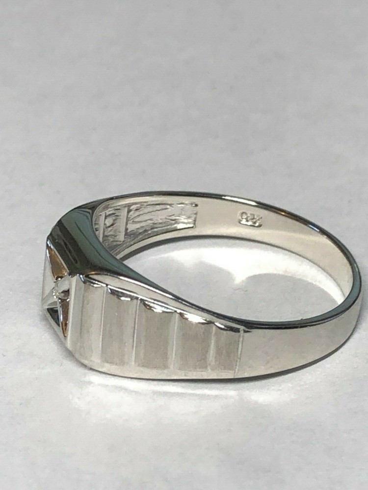 Sterling Silver Genuine Diamond Man's Solitaire Ring