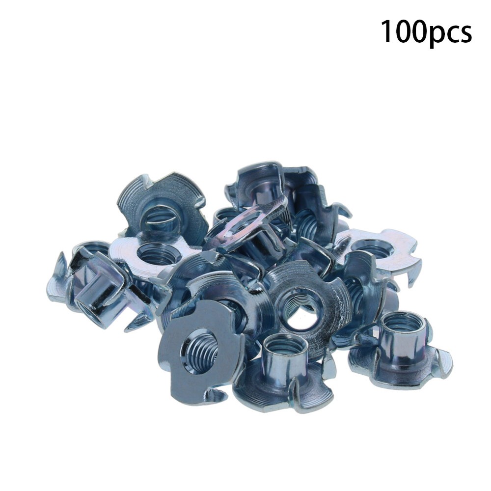 Tee Nuts 4 Prong Full teeth T-Nut Zinc Plated Threaded Insert Tee Blind Nuts