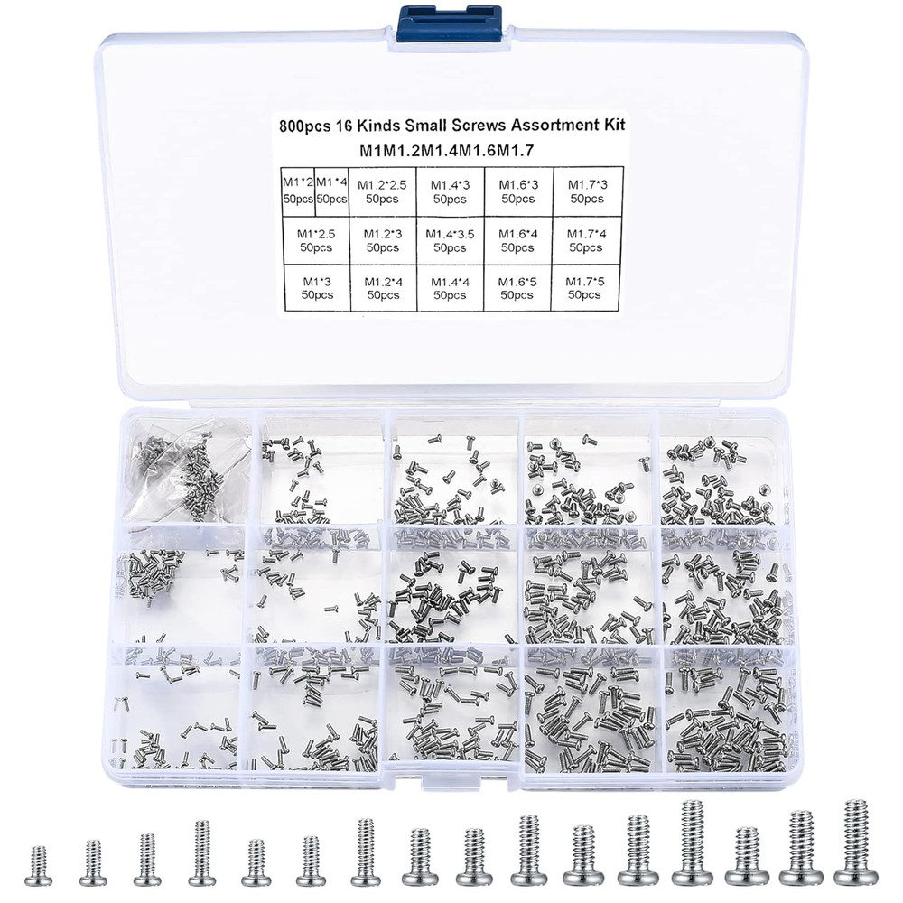 Woshilaods 800Pcs Tiny Screws for Electronics, Micro Small Pan Head Machine Scre