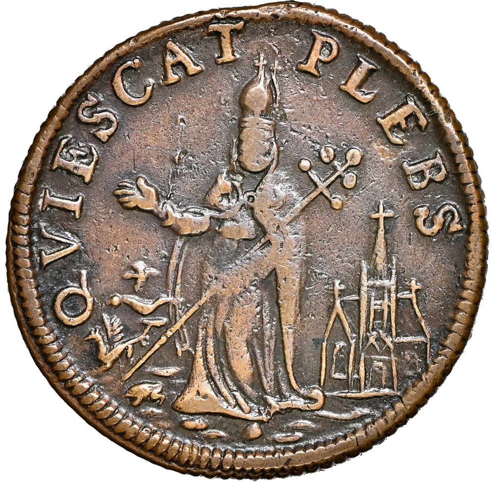 1670 St. Patrick Farthing (1/4P), NGC AU53
