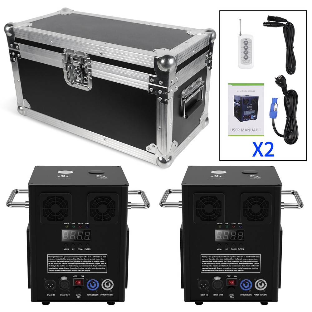 2X 700W Cold Spark Machine Firework Machine w/ Case DMX Wireless Remote Control