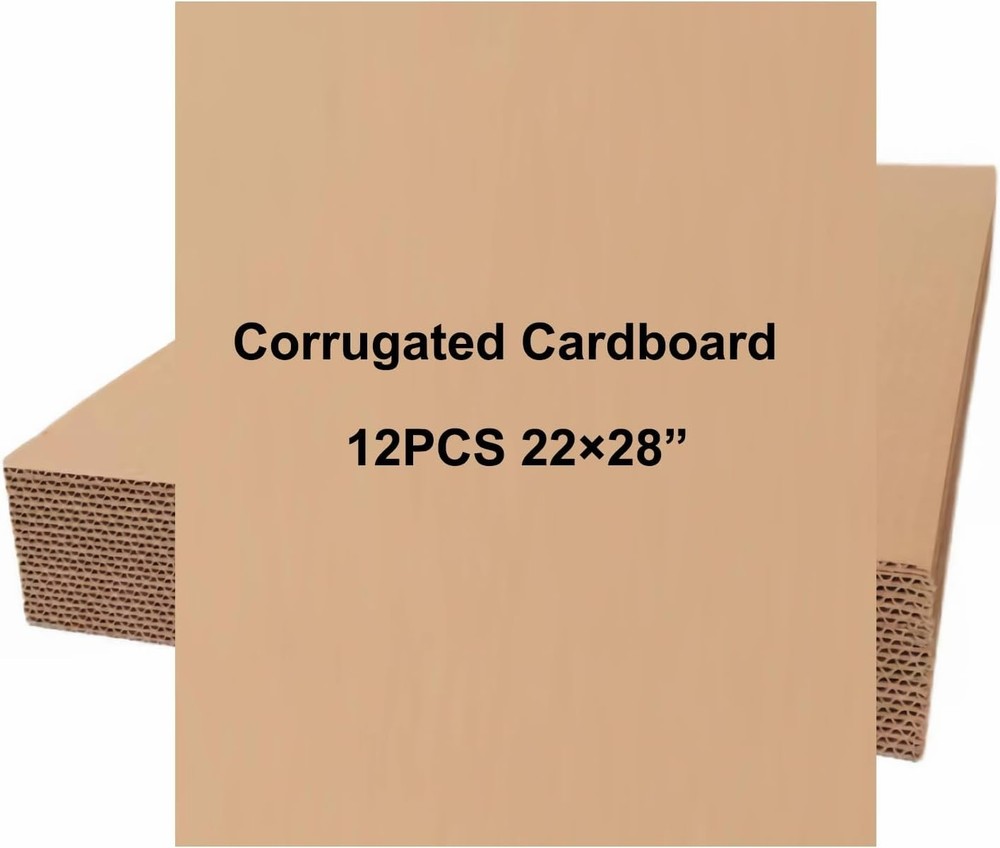 22 x 28" Corrugated Cardboard Sheets, 12 Pack Flat CardBoards 1/8 inch Think