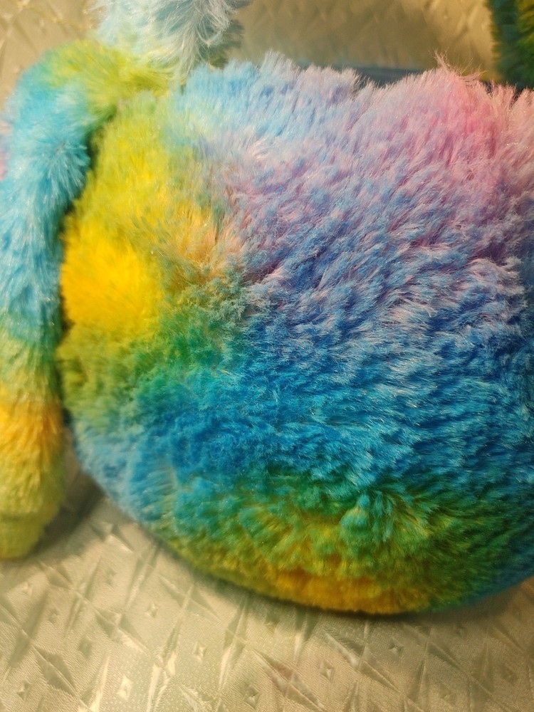 Plush Multicolored Rainbow Bunny Easter Basket With Handle ADORABLE!