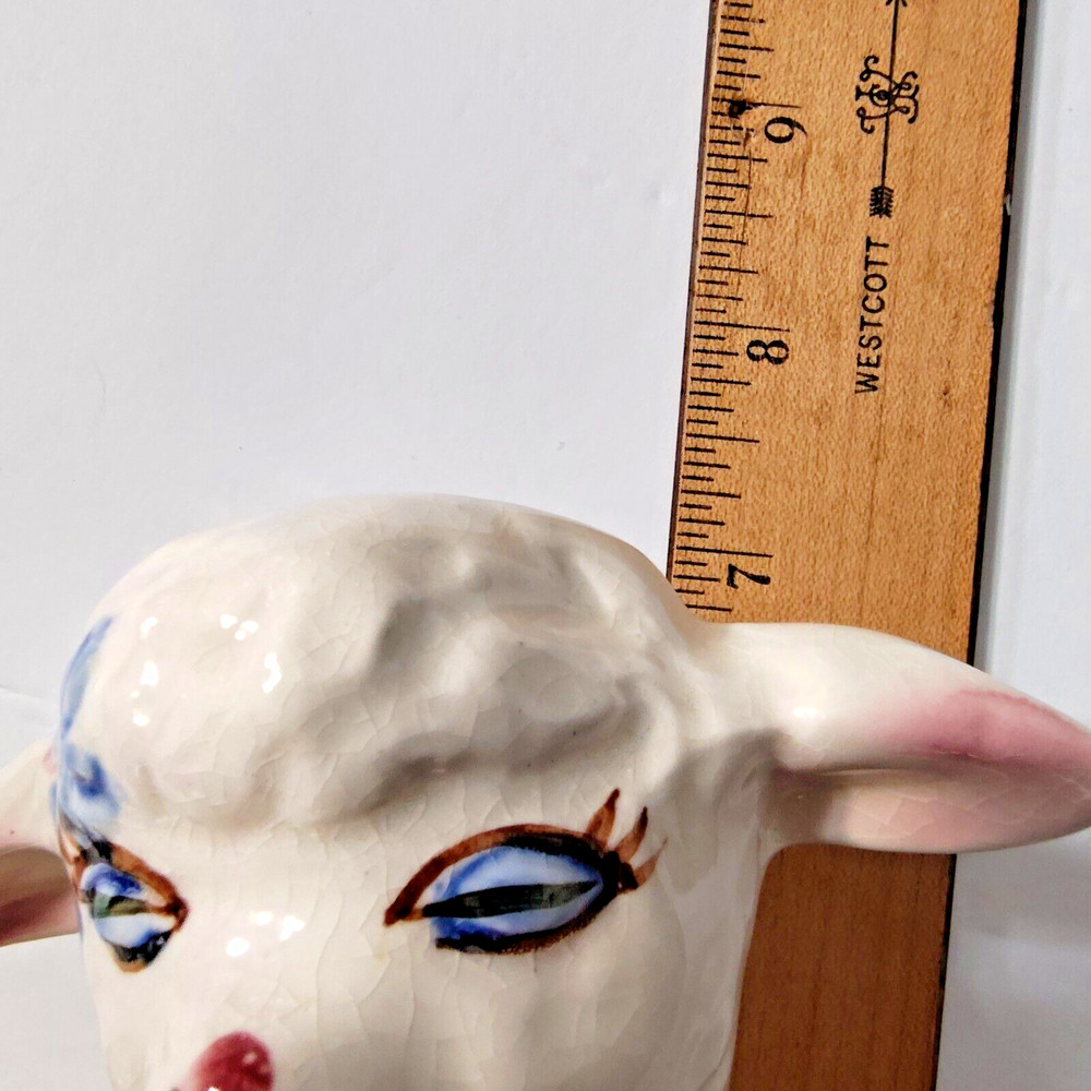 VTG 1930s Ceramic White Lamb Sheep Vase Planter Handpainted Spring Easter
