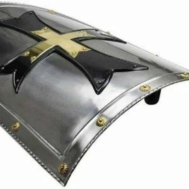 Medieval Heater Shield Armor with brass Templar cross Knight Armor Shield gift