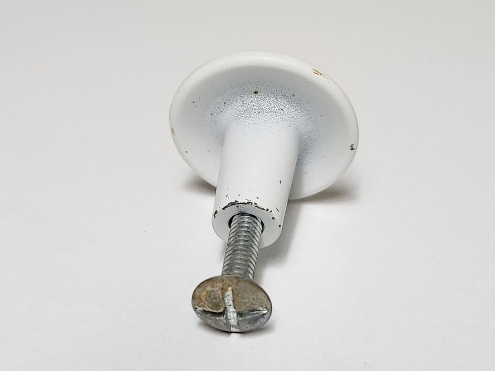 Vintage Metal White Drawer 1" Pull Knob