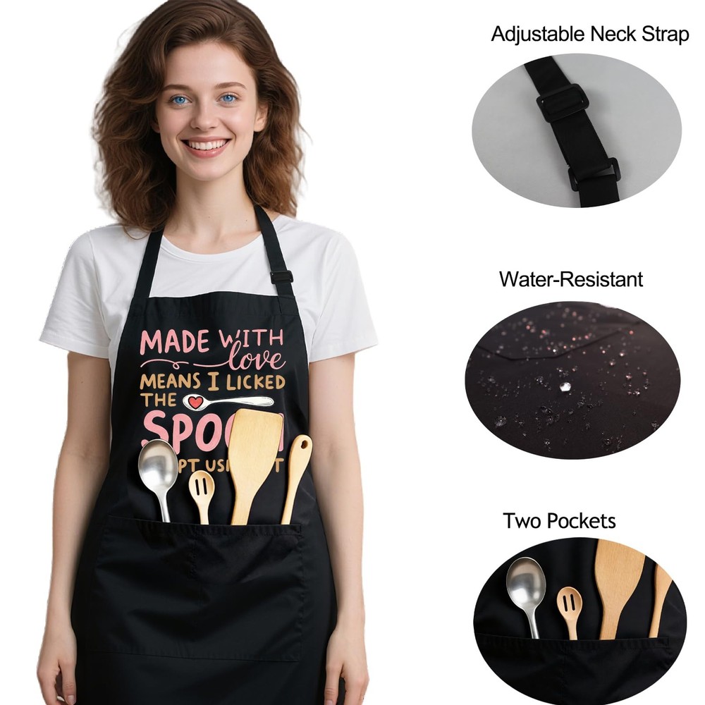 Cute Aprons Women 2 Pockets Adjustable Kitchen Cooking Baking Gift