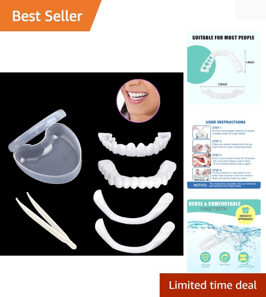 Cosmetic Smile Snap Dentures Kit with Upper & Lower Teeth – Effortless Elegance