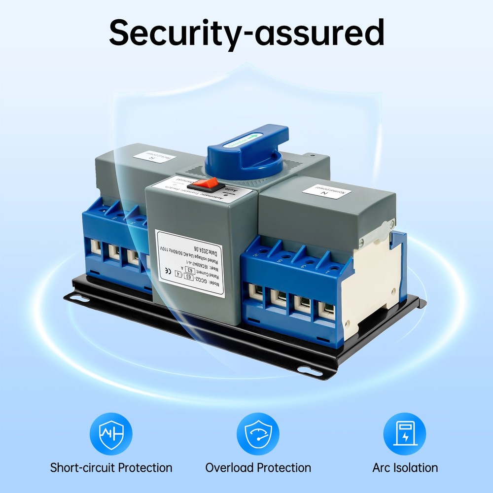 110V 4P 63A Mini Dual Power Automatic Transfer Switch, Dual Power Changeover