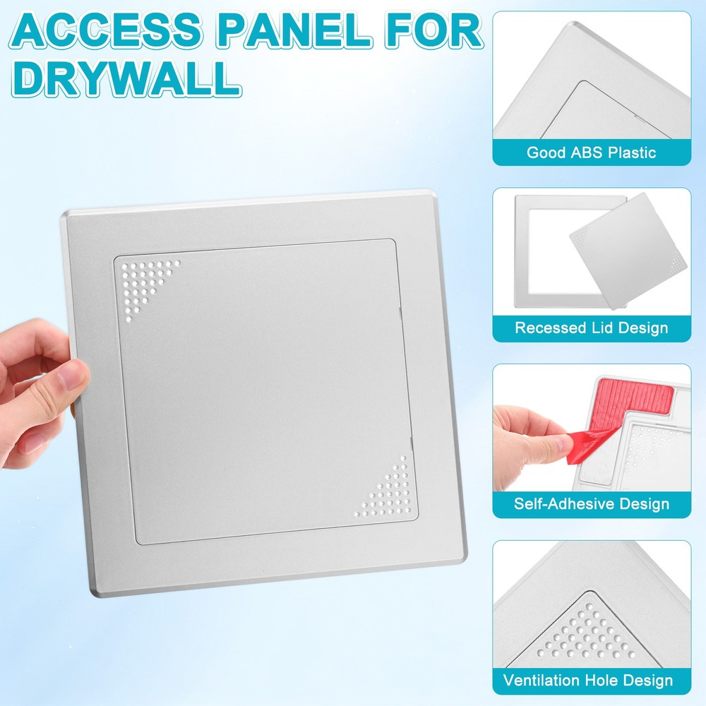 2-Pack Access Panel for Drywall, 6x6" Plastic [Silver Tone, Vented Square]