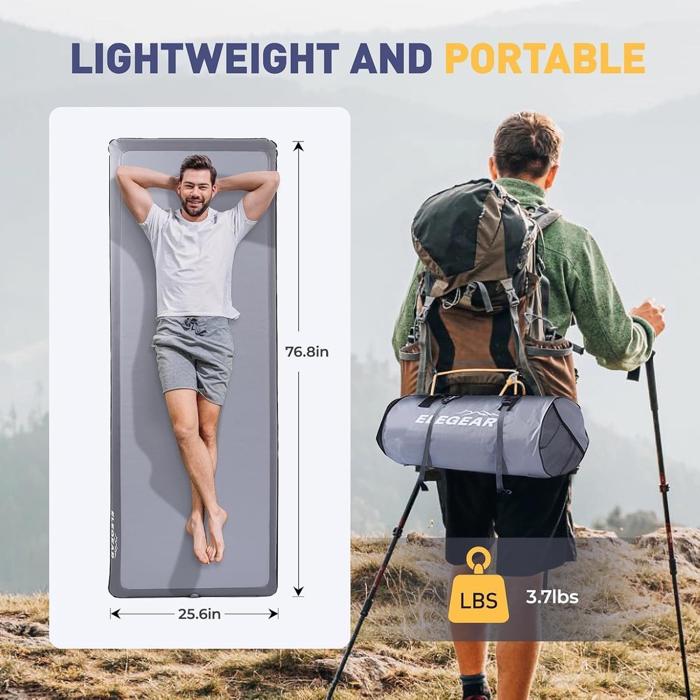 Camping Sleeping Pad with Multi-Function Electric Pump, 4’’ Ultra-Thick & 1100Lb