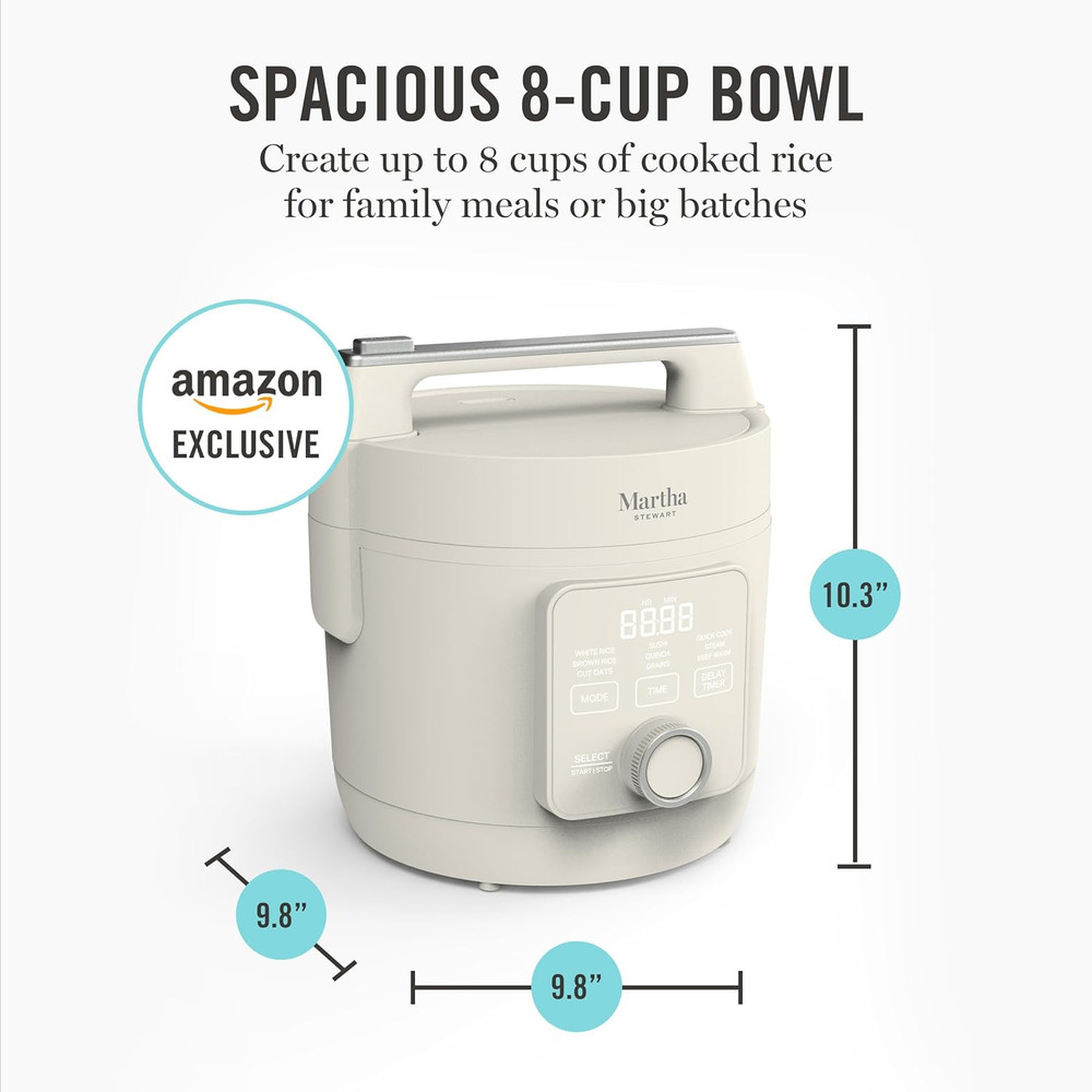 Rice Cooker, 4 Cup (Uncooked) / 8 Cup (Cooked), Ceramic Non-Stick Removable Pot,