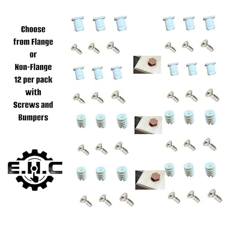 8mm Plastic Cabinet Hinge Dowel Inserts, Choose withd or Non-d Includes Flange