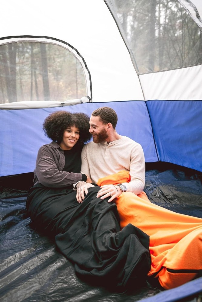 Comfortable Rectangular Black Fleece Sleeping Bag - 32x75 Inches - For Travel