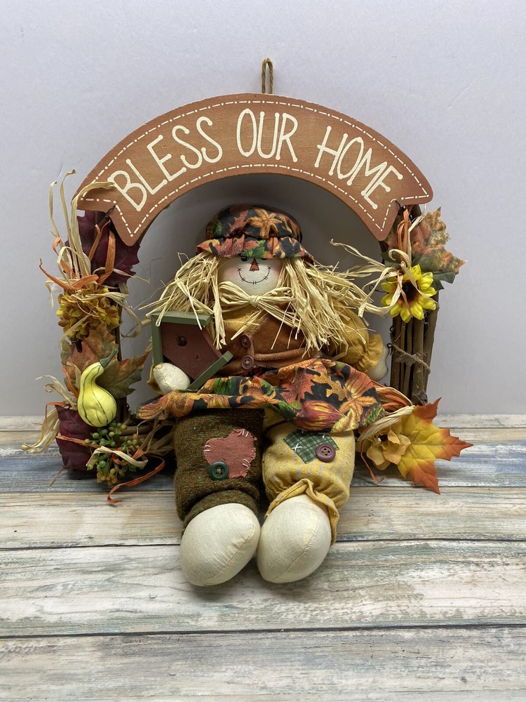 Scarecrow Wall Hanging Fall Halloween Thanksgiving Decor