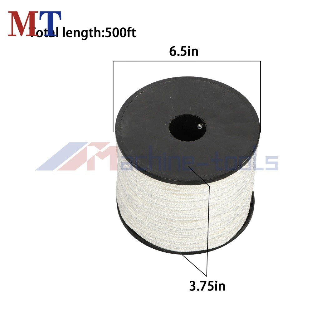 1/8" × 500' White Solid Braid Nylon Rope on a Sturdy Spool Braid Rope Industrial