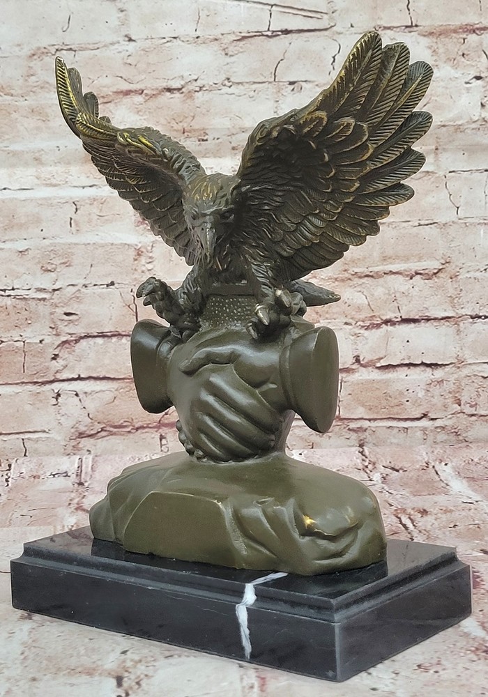 Bronze Unity Eagle Sculpture Limited Edition Handshake Symbol Home Office