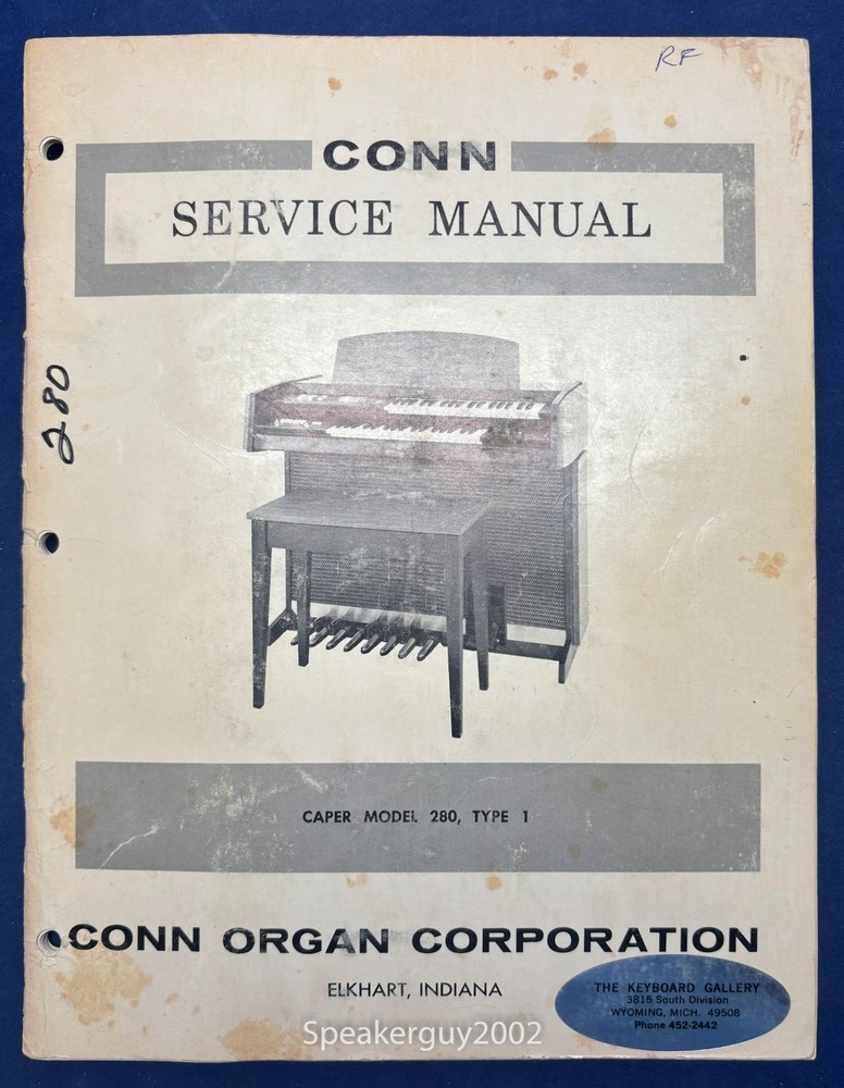 Original Conn Organ Service Manual / Caper 280 Type 1 -- CS1