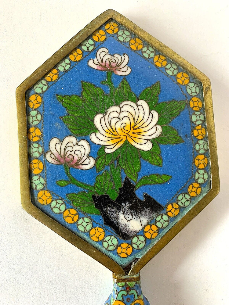 VINTAGE CLOISONNE HAND-HELD MIRROR - PROBABLY CHINESE