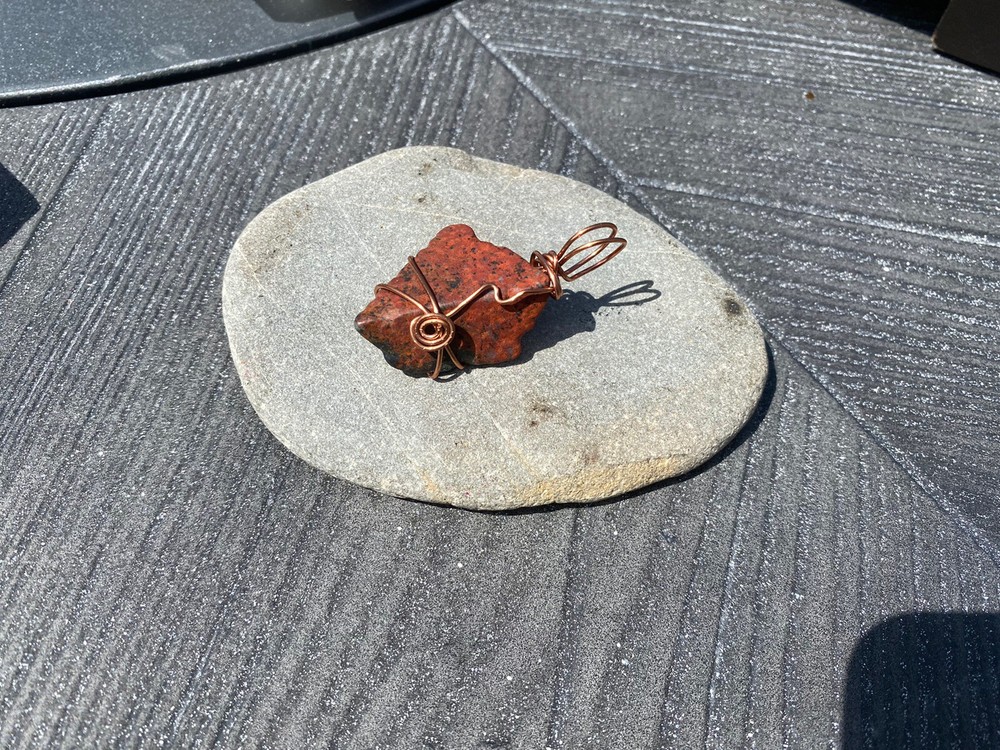 Natural Crimson Cuprite Copper Wrapped Pendant