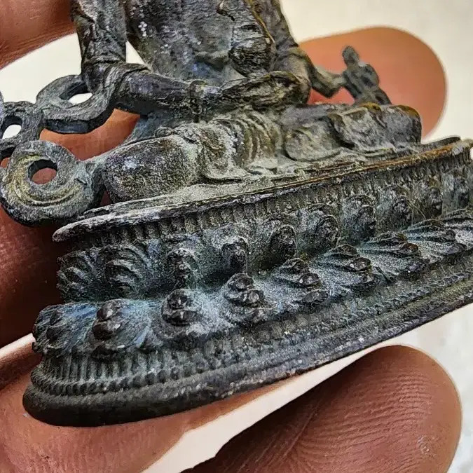 Small Copper-Red Incense Burner with Intricate Carving