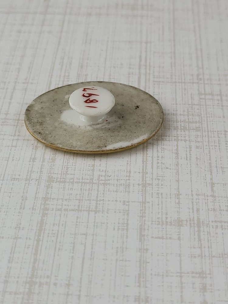Victorian Hand Painted Porcelain Stud Button READ Has Tiny Chip Needs Cleaning