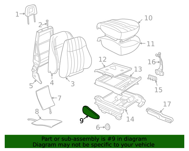 Genuine GM Passenger Seat Armrest Assembly 88955689