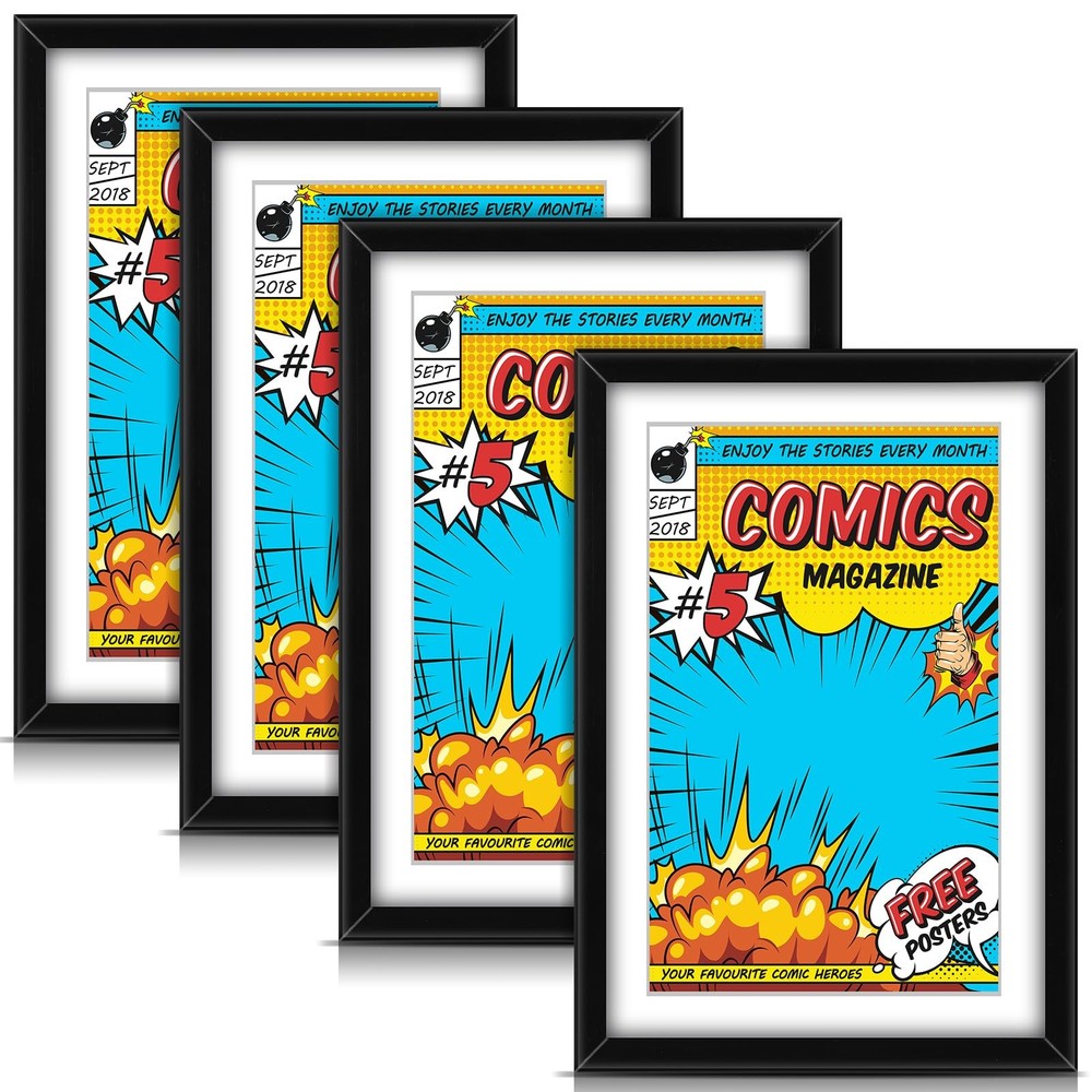 4 Pack Comic Book Frame for Wall, UV Protection Comic Picture Magazine Frames...