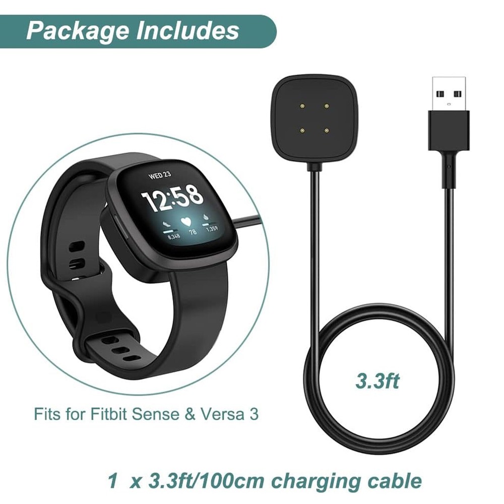 8 X Wireless Charger For Fitbit Versa 4 Sense2/ 3/Sense USB Fast Charging Cable