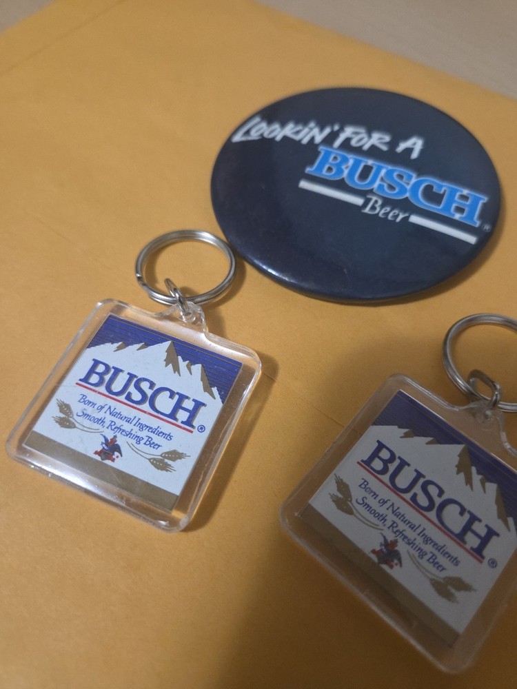 Busch Beer Keychain And Pin Button