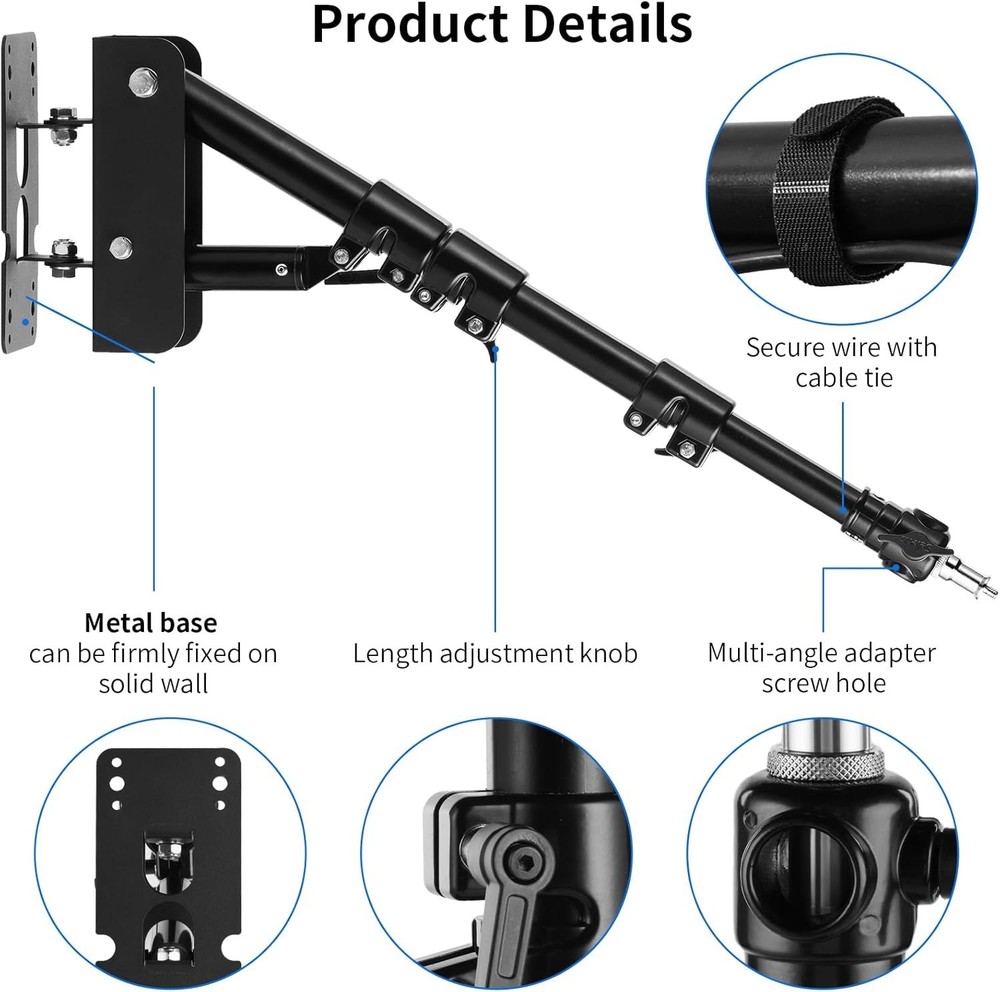 Wall Mount Triangle Boom Arm 39.37" for Studio
