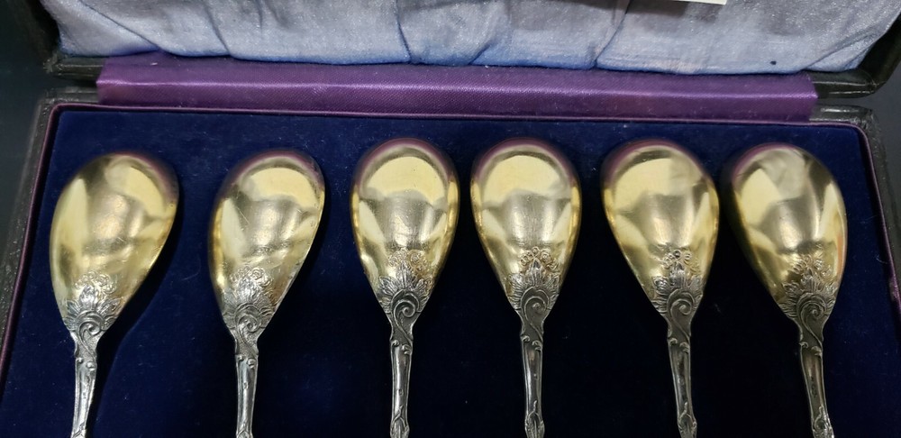 Antique 19th Century German 800 Silver Spoon Set w/ Case