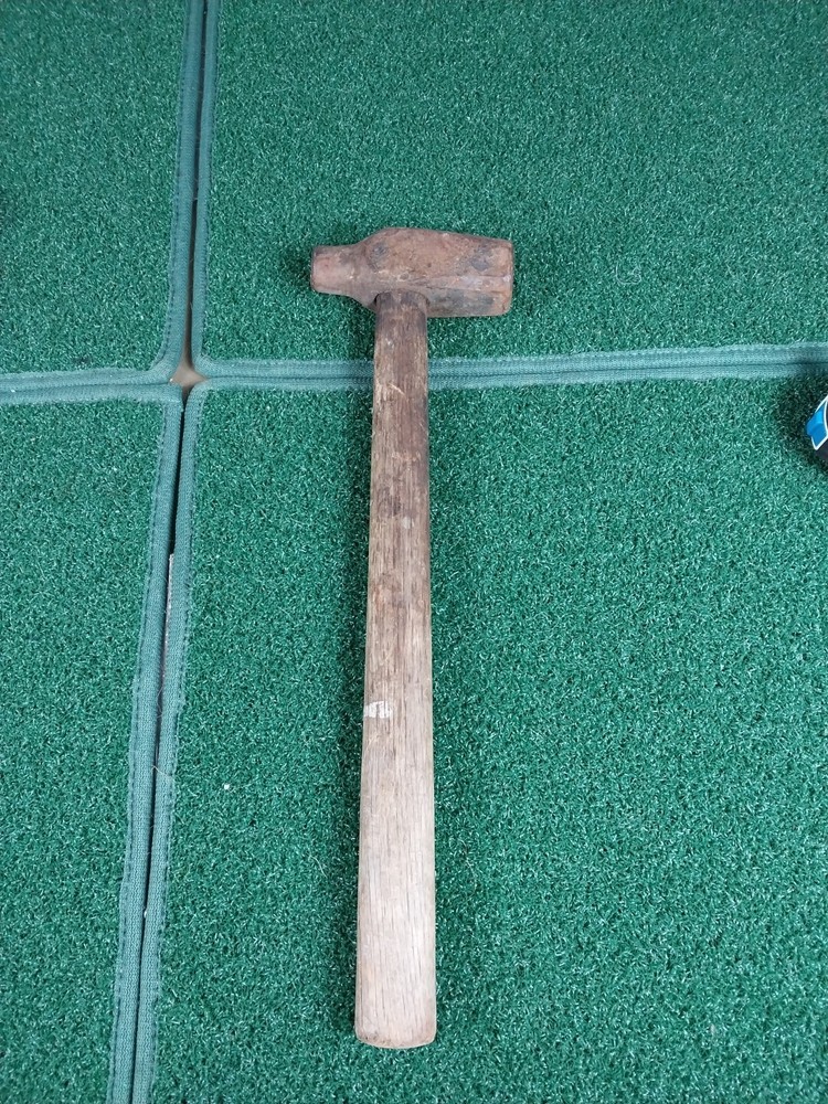 Antique Blacksmith Hammer 4-1/2 Inch Steel With Handle