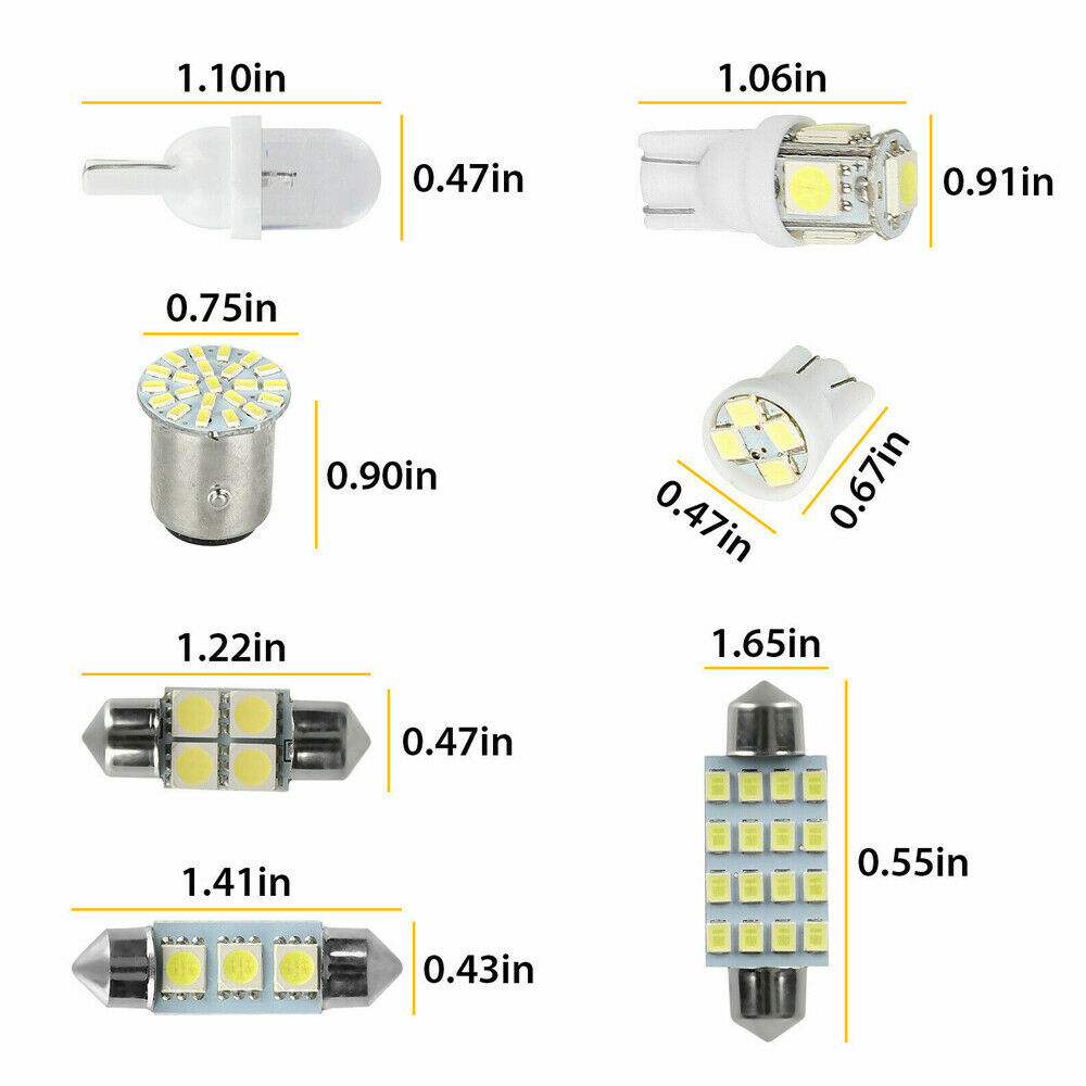 28Pcs White Car Interior LED Light Accessories For Dome Map License Plate Bulbs