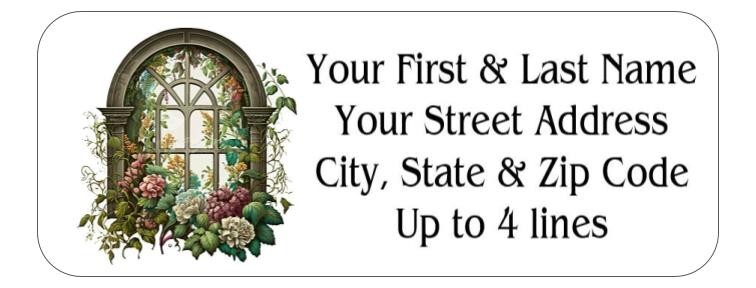 150 Victorian Window Flowers Mailing Return Address Labels Personalized