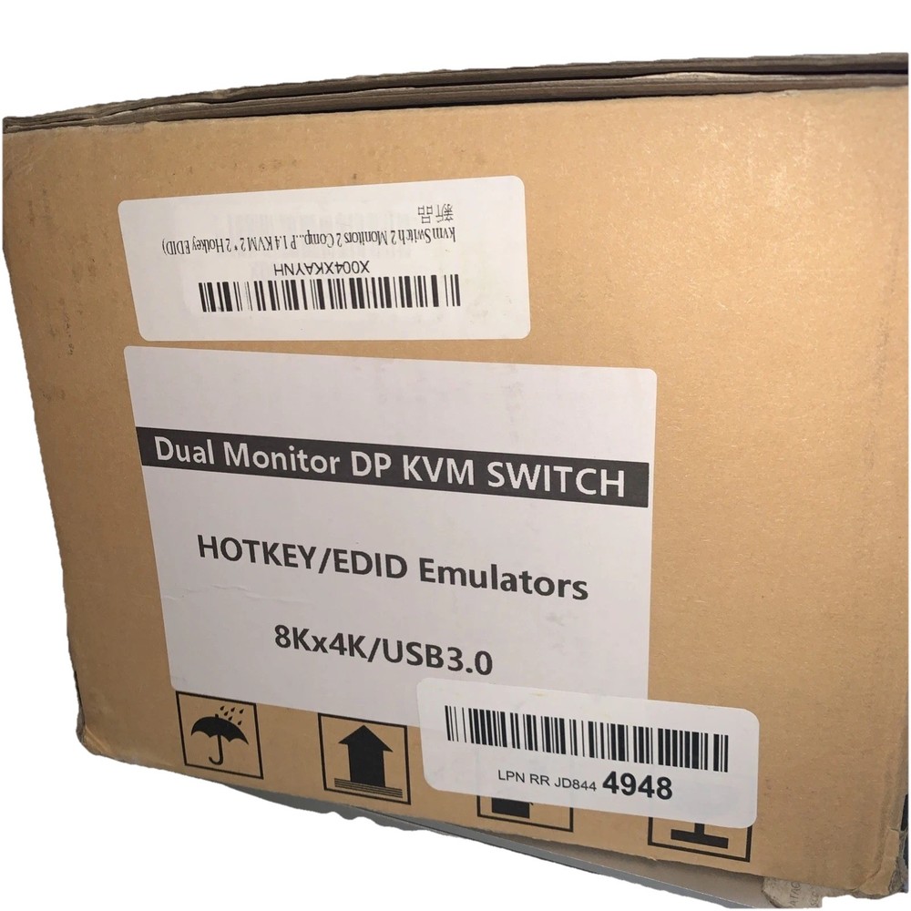 Kvm Switch DisplayPort 2 Monitors 2 Computers EDID 4K 144Hz Hotkey Switching
