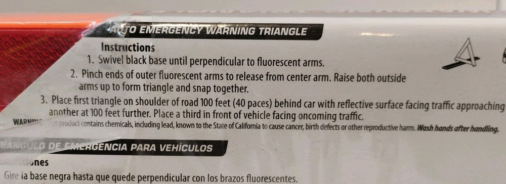 2009 Bell, Victor Auto Emergency Warning Triangle NEW UNOPENED