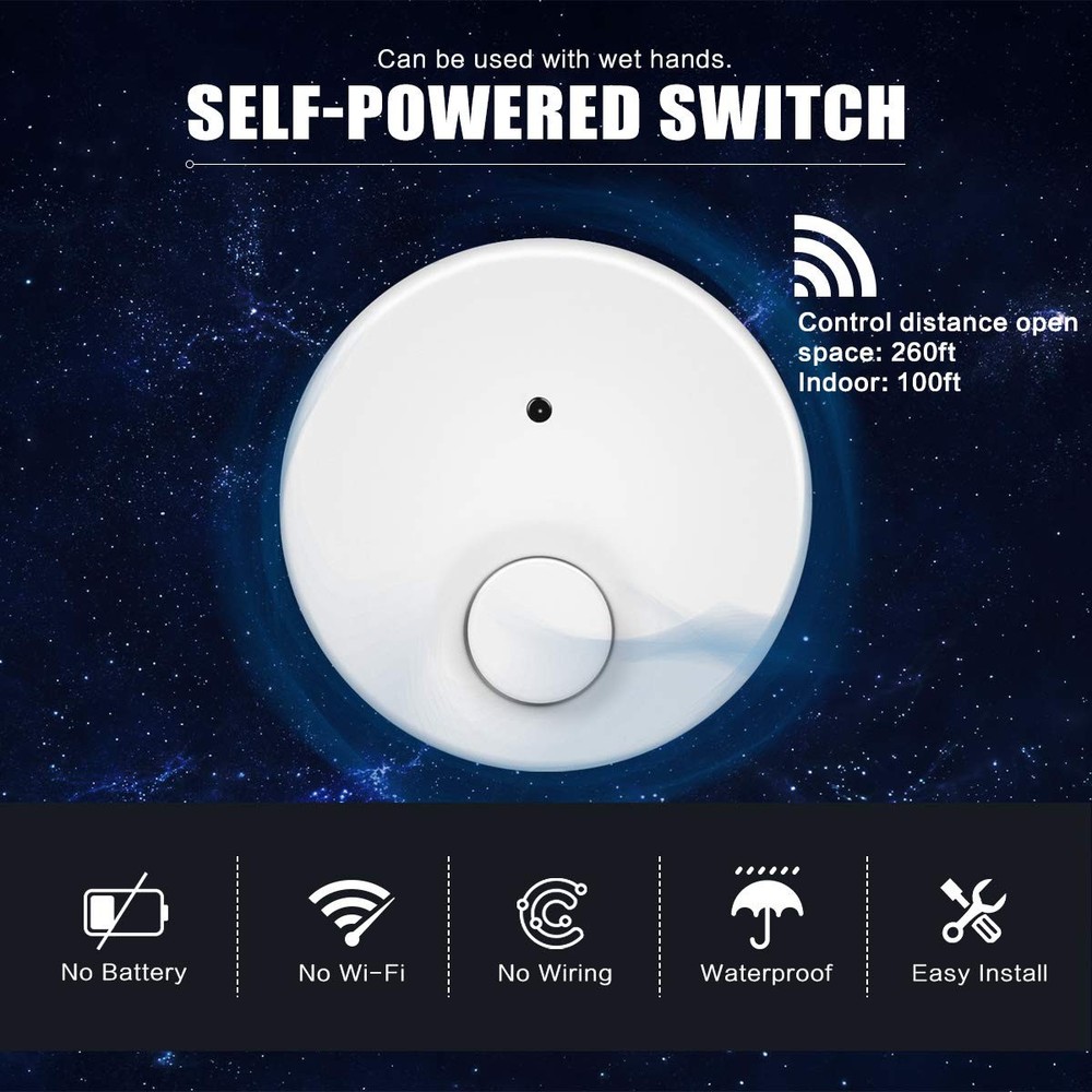 Garbage Disposal Wireless Switch Kit, Self-Powered Portable Remote Control Ou...