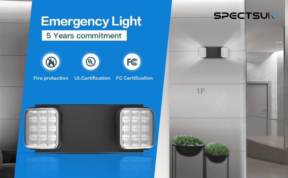 UL Listed 1 Pack Black Emergency Exit Lighting with Battery Backup For Home.