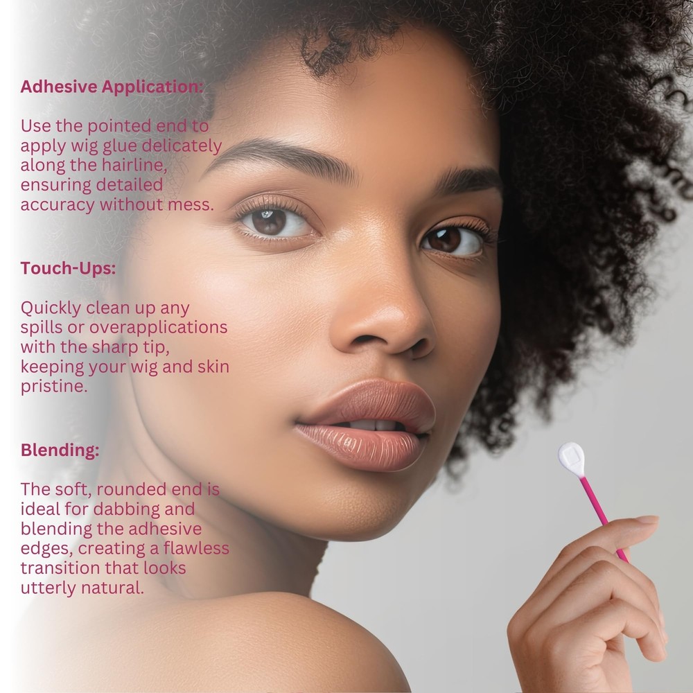 Classic Wig Tees - Dual Tip Precision Applicators - Rounded Swabs - for Adhes...