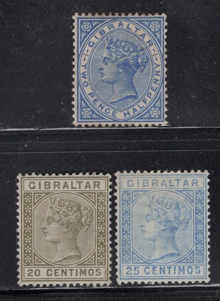 Gibraltar 1889-98 QV 3 Better Values Mint #14, 31, 32 CV$104