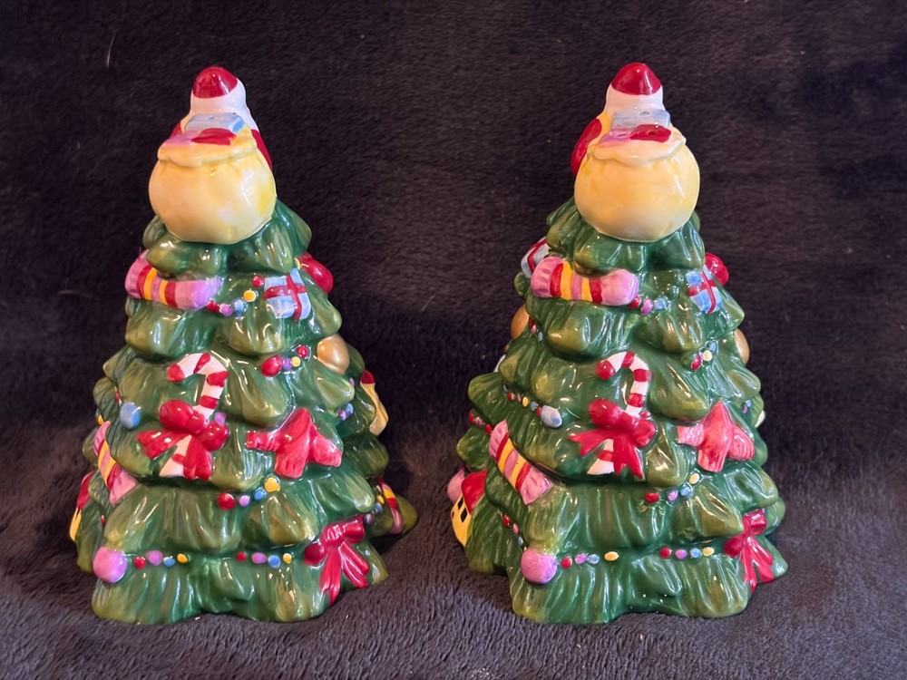 2005 Spode Christmas Tree Figural Salt & Pepper Set...Hand Painted