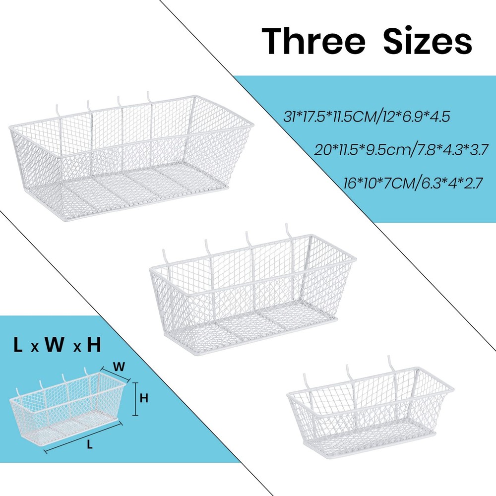 Pegboard Wire Baskets Accessories Hanging Wall Organizer 3 Sizes Pegboard Bin...