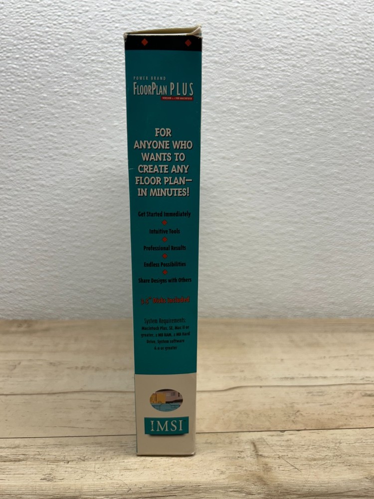 Vtg 1995 Floor Plan Plus 3.5" Floppy Disc & User Manual For Mac Version 1.1