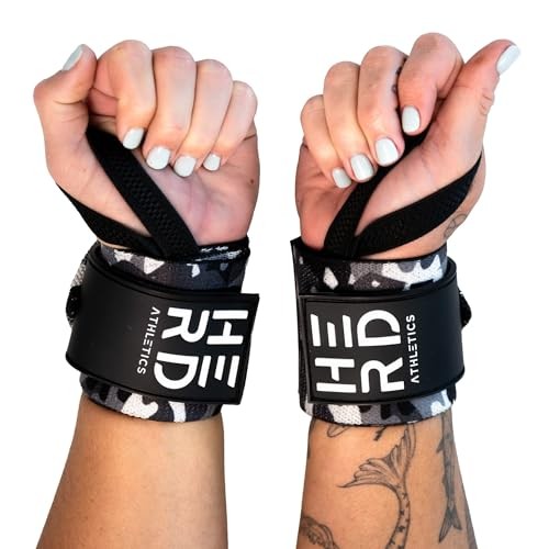 Weightlifting Wrist Wraps – & 18" Adjustable Support with Thumb 12" Grey Camo