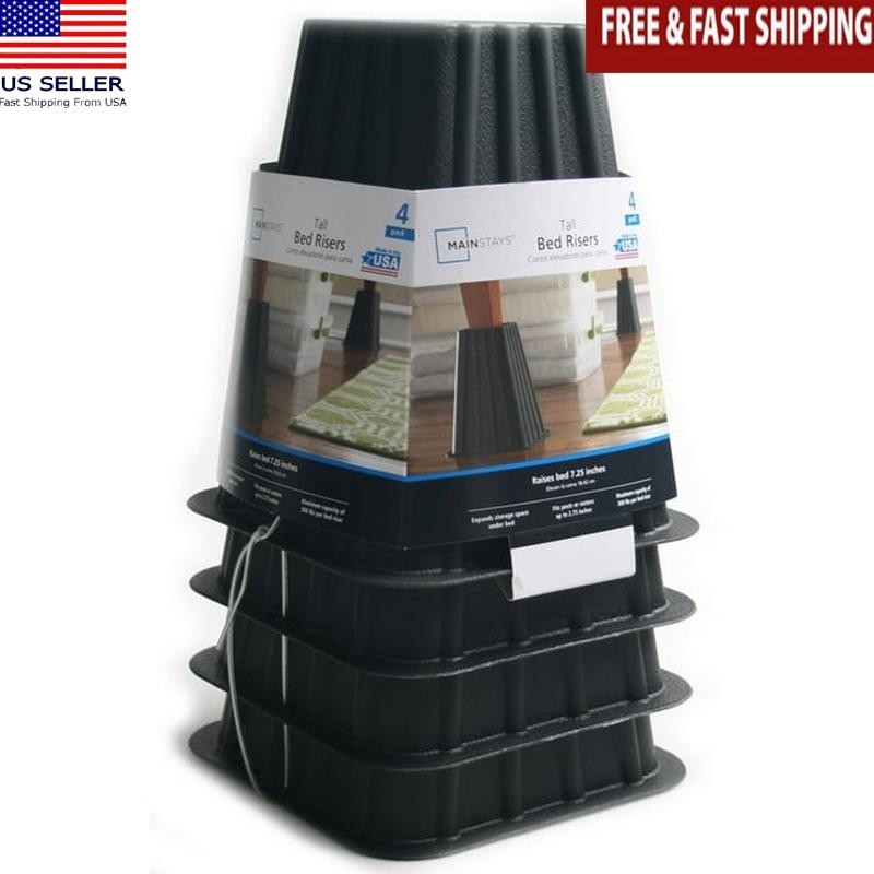 Tall Bed Risers 4-Pack Heavy Duty Storage Solution Underbed Space Savers New