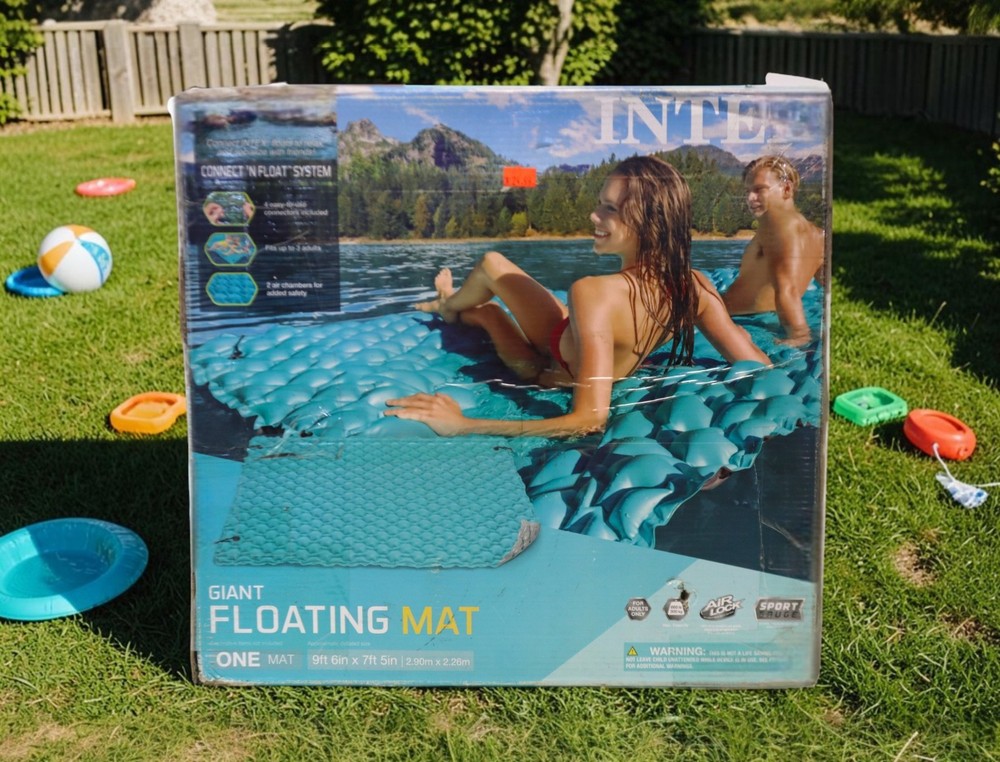 Inflatable Giant Floating Mat Platform Pad, Vinyl, Teal INTEX 56841EP